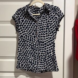 Alfani Black and White Patterned Blouse